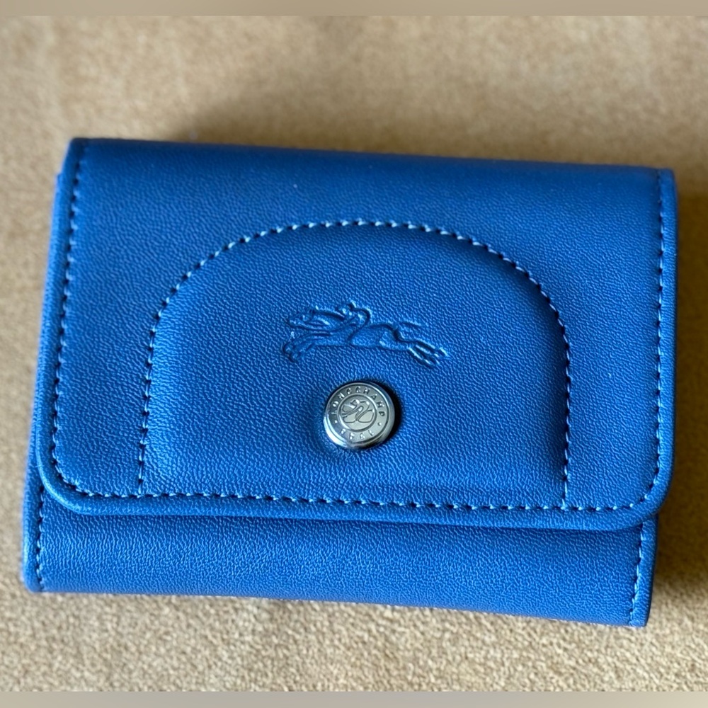 Lonchamp Blue Leather card Holder Wallet for women